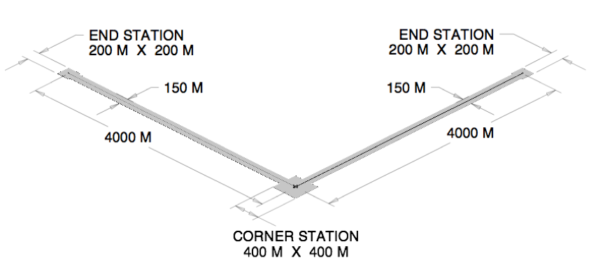 Broad layout drawing depicting the enormous footprint of the LIGO-India observatory.