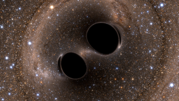 Gravitational Waves Detected 
LIGO Opens New Window on the Universe with Observation of Gravitational Waves from Colliding Black Holes. IUCAA physicists make fundamental contributions in the discovery. [Image Credit: The SXS (Simulating eXtreme Spacetimes) Project]