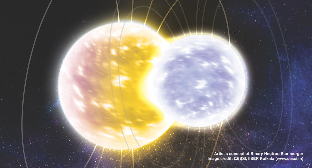 The beginning of Gravitational Wave Multi-messenger Astronomy
First GW detection from a neutron star merger;  Concurrent detection by electromagnetic telescopes [Image Credit: CESSI, IISER Kolkata]